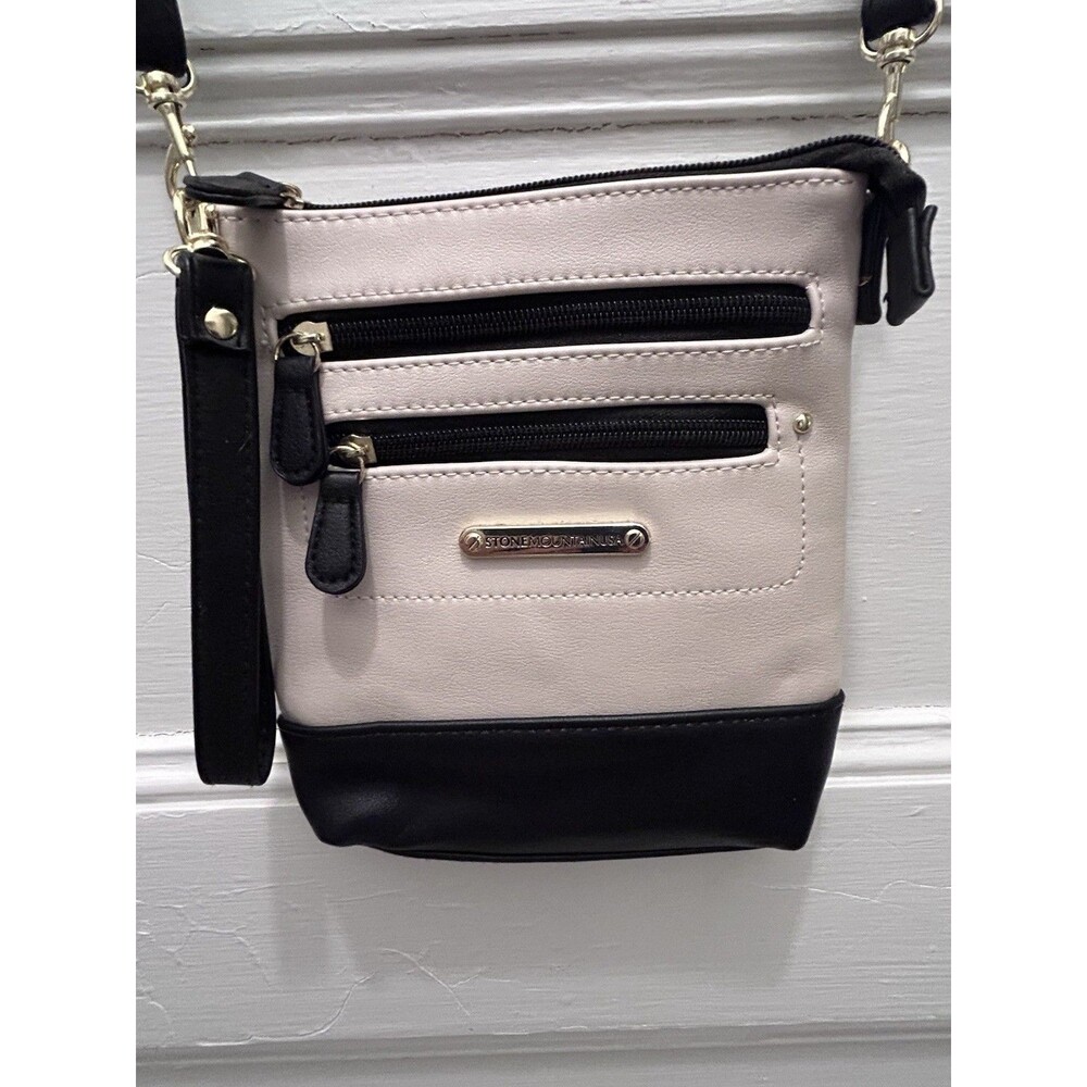 Stone Mountain Leather Crossbody Bag Black And White Made In USA